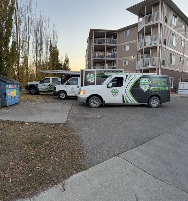 Home Pros Group service truck in an Edmonton neighbourhood
