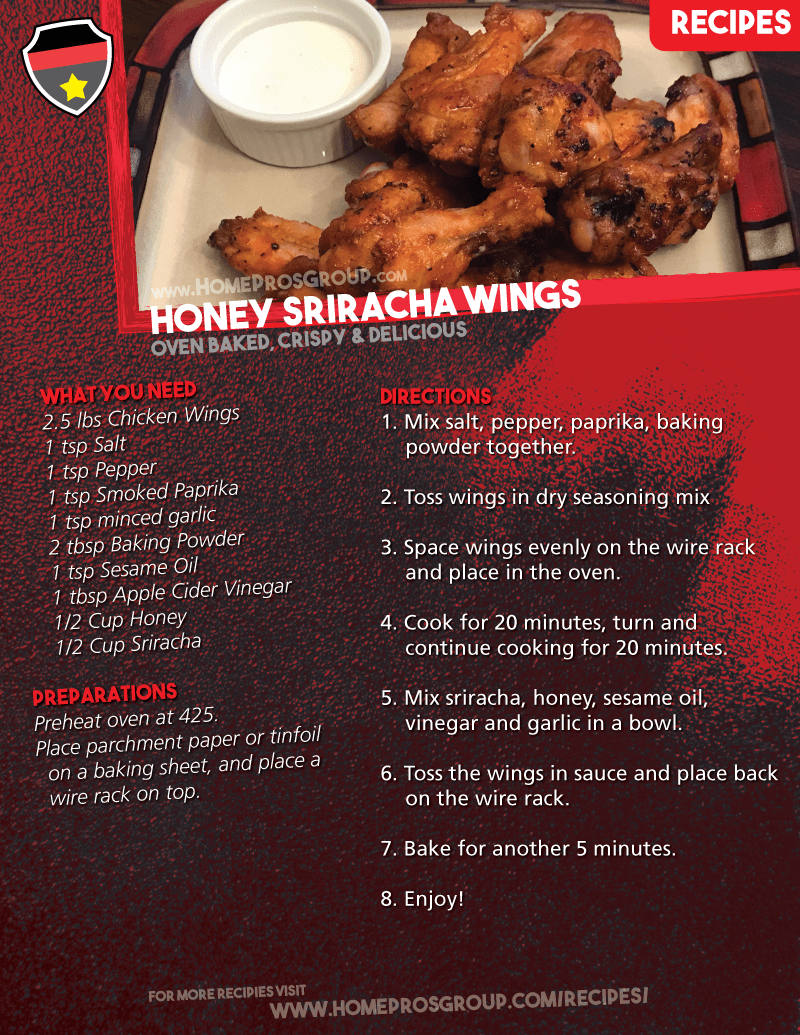 Honey Sriracha Chicken Wings